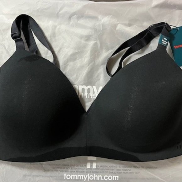 Tommy John Cool Cotton Wireless Bra 38D Black - Picture 1 of 9